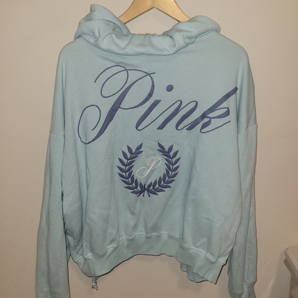 Light Blue VS Pink logo hoodie size large